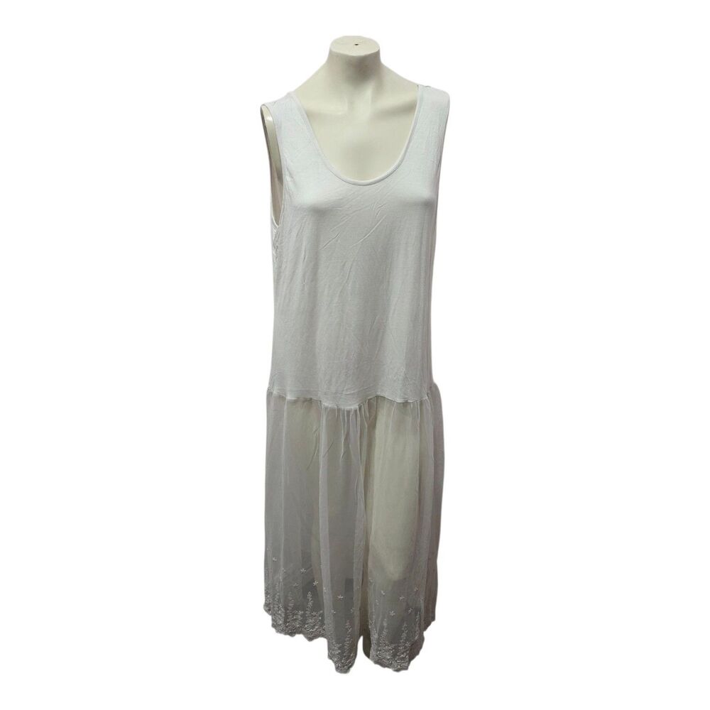 Gunit Fashions White Lace Hem Sleeveless Midi Dress XL‎ Boho Cottagecore